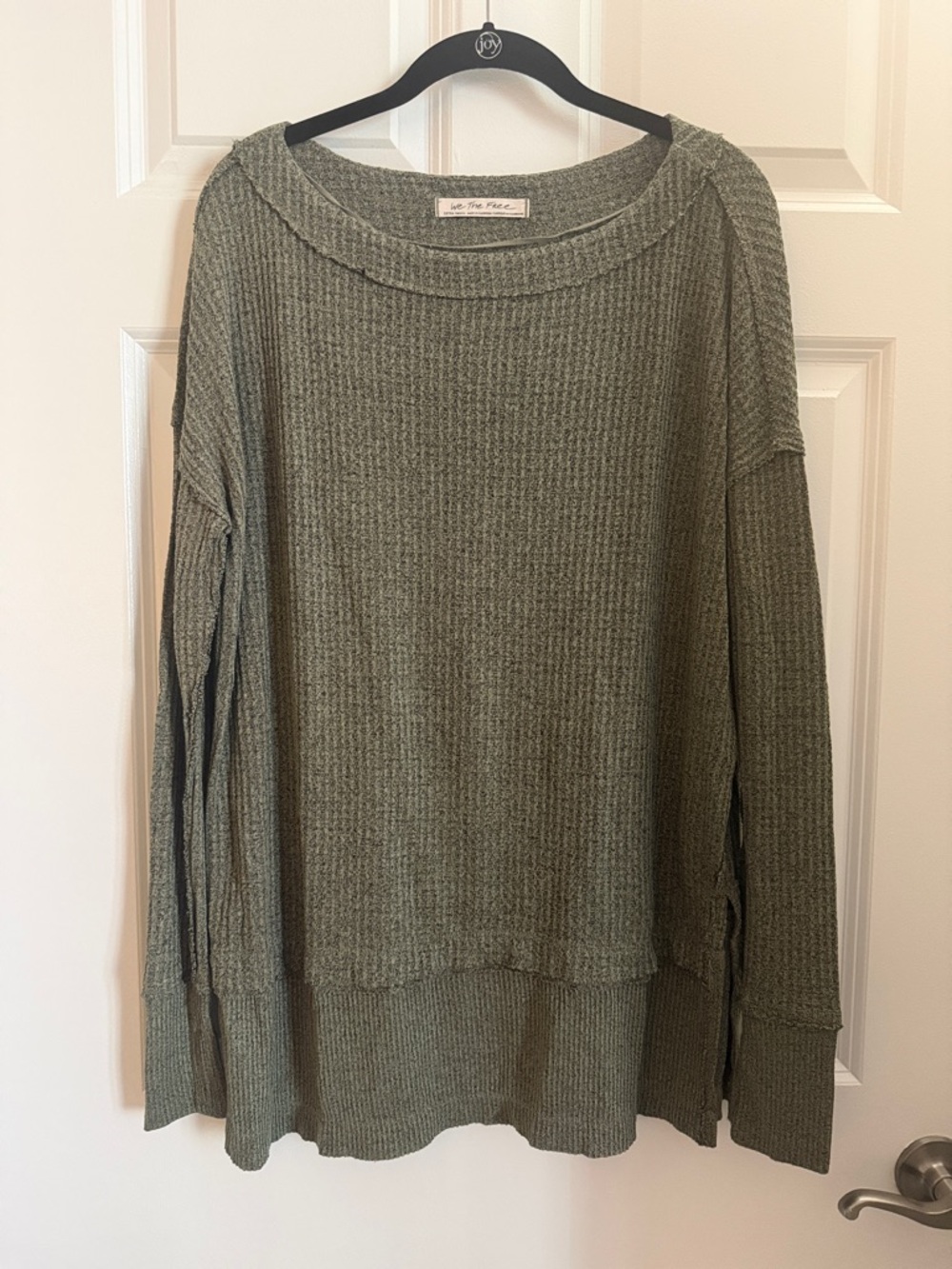 Free People oversized Cozy Olive Rib-Knit Women's top